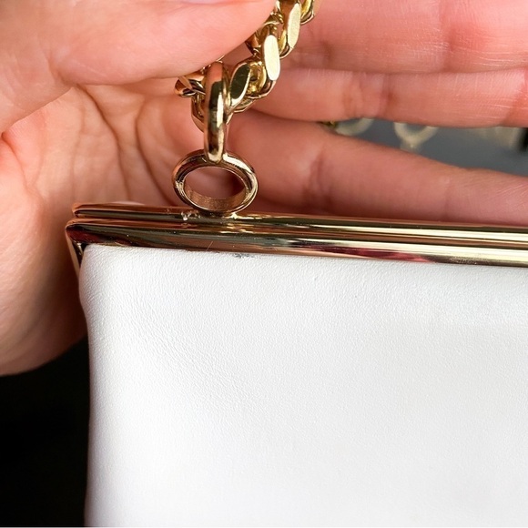 Anine Bing Bag Noah Shoulder Crossbody Chain Gold Leather Minimal White GUC - Picture 7 of 16